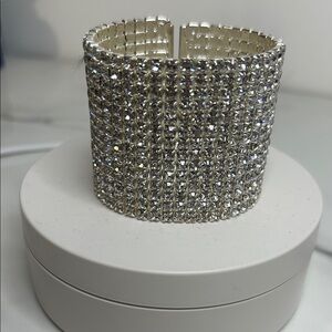 VINTAGE CUFF BRACELET~SILVER TONE BEADED